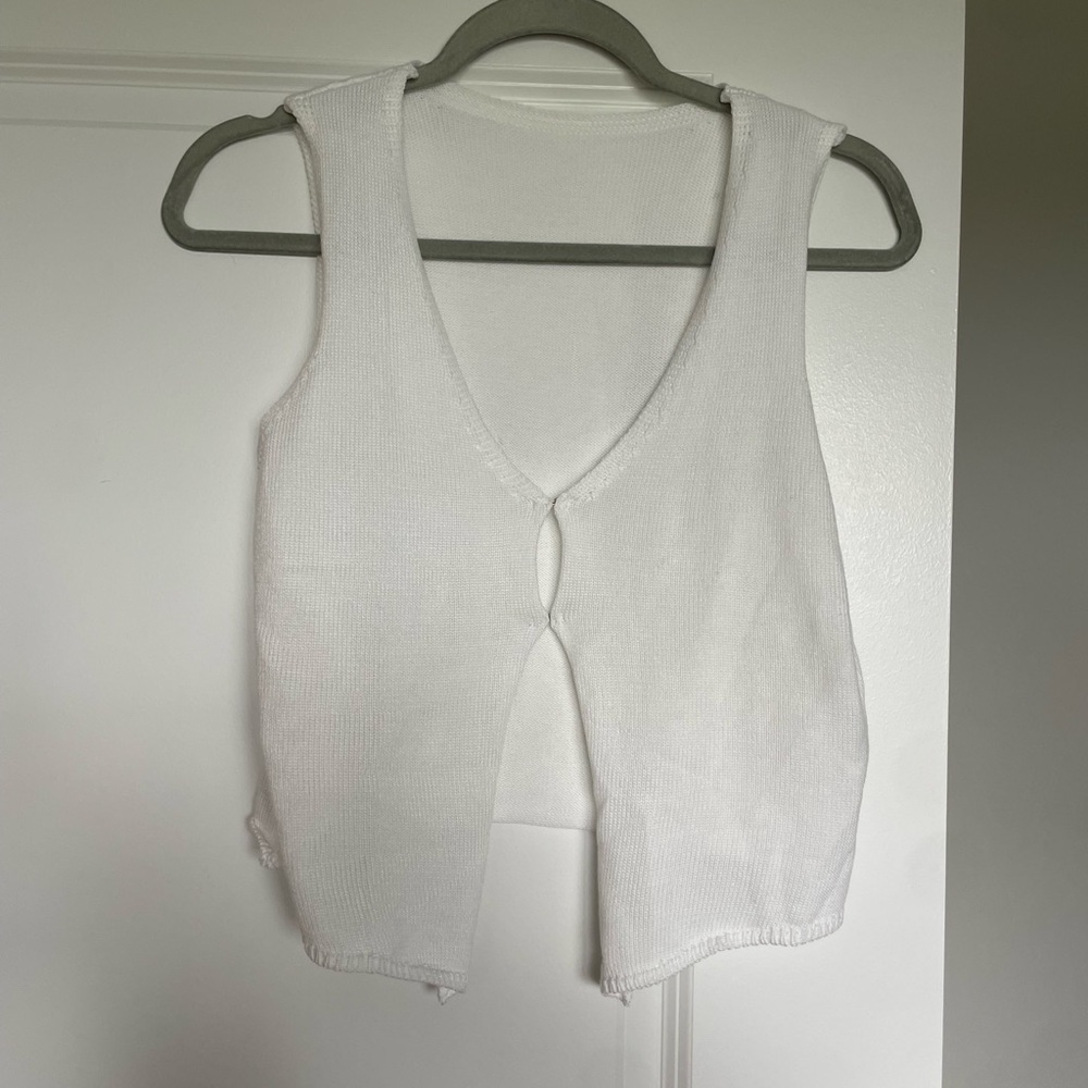 White Sleeveless Knit Top